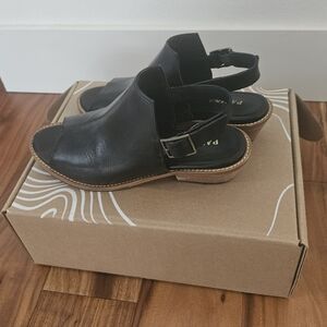 Portland Leather Slingback Mule Sandals Black 7.5